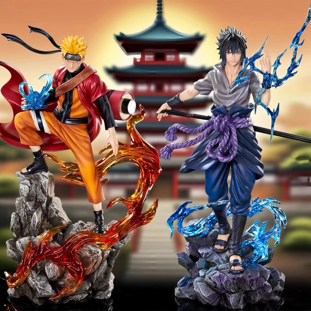27Cm Naruto Anime Figure Uzumaki Naruto Uchiha Sasuke Action Model Pvc Statue Desktop Ornament Collection Toys Gift